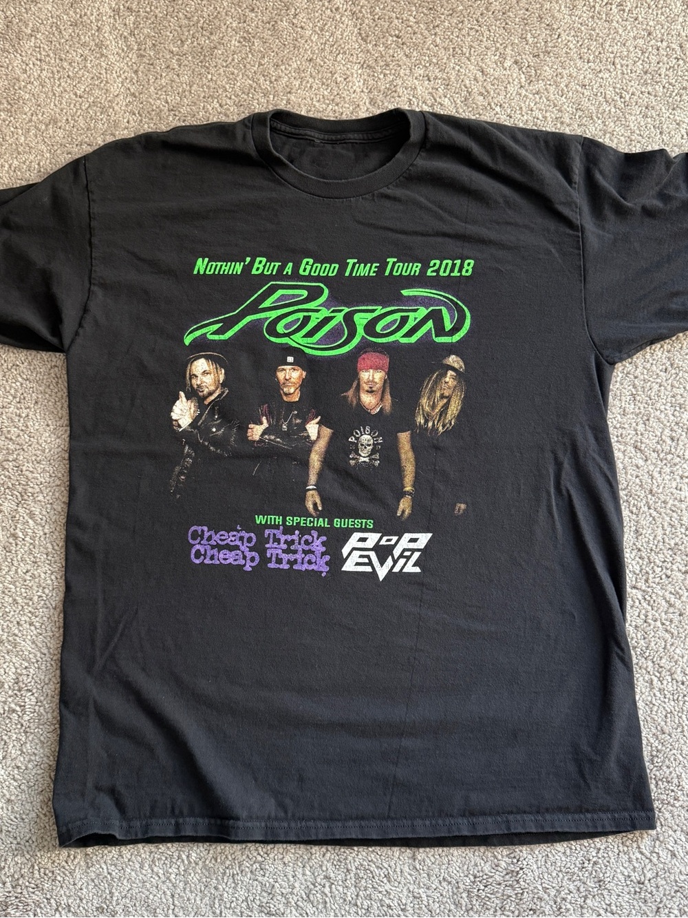 Poison 2018 Nothin But A Good Time Tour Shirt Mens Large Cheap Trick Pop Evil